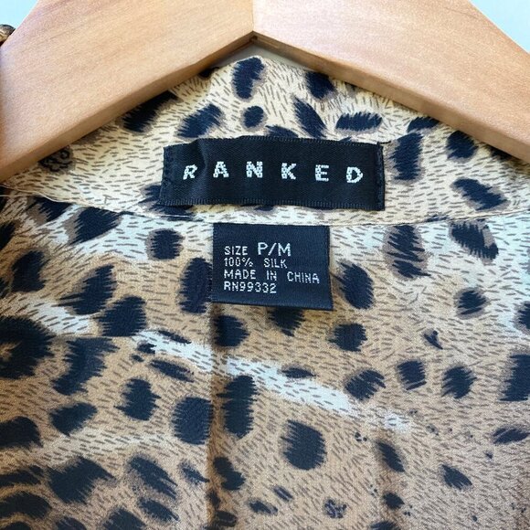 Ranked 100% Silk Leopard Print Sheer Button Down Blouse Size P/M - Picture 4 of 11